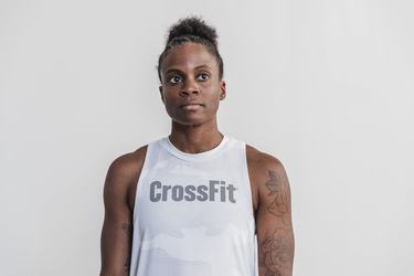 Nobull Crossfit® High-Neck Women's Tank Tops White Camo | Australia (VJ0156)